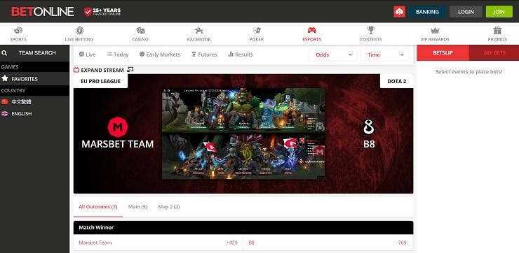 BetOnline Live Esports Betting