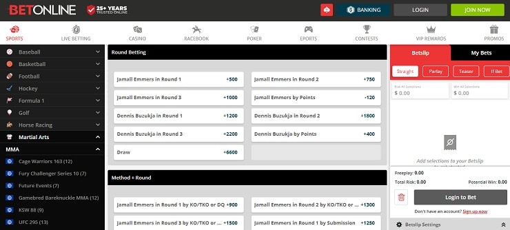 BetOnline Step 4 Bet On UFC