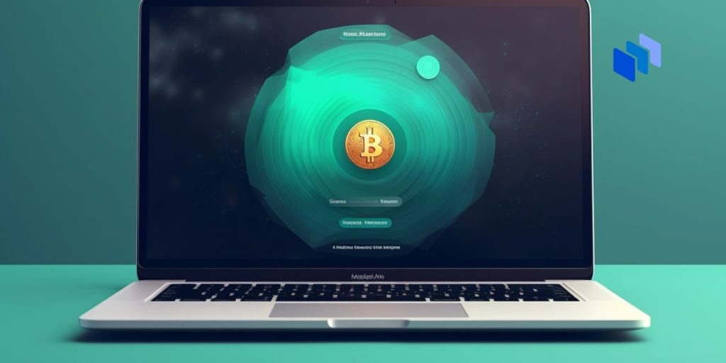 A Laptop with Bitcoin on it