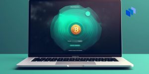A Laptop with Bitcoin on it