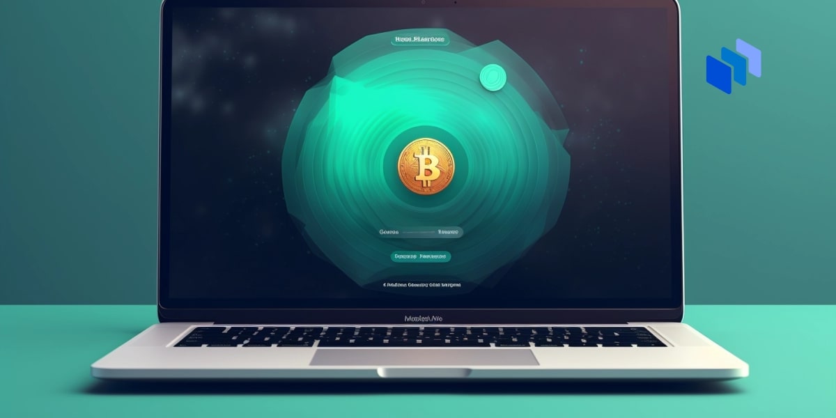 A Laptop with Bitcoin on it