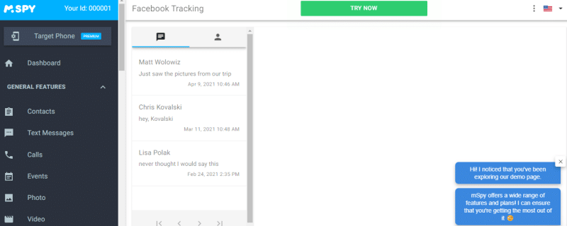 Facebook spying with mSpy