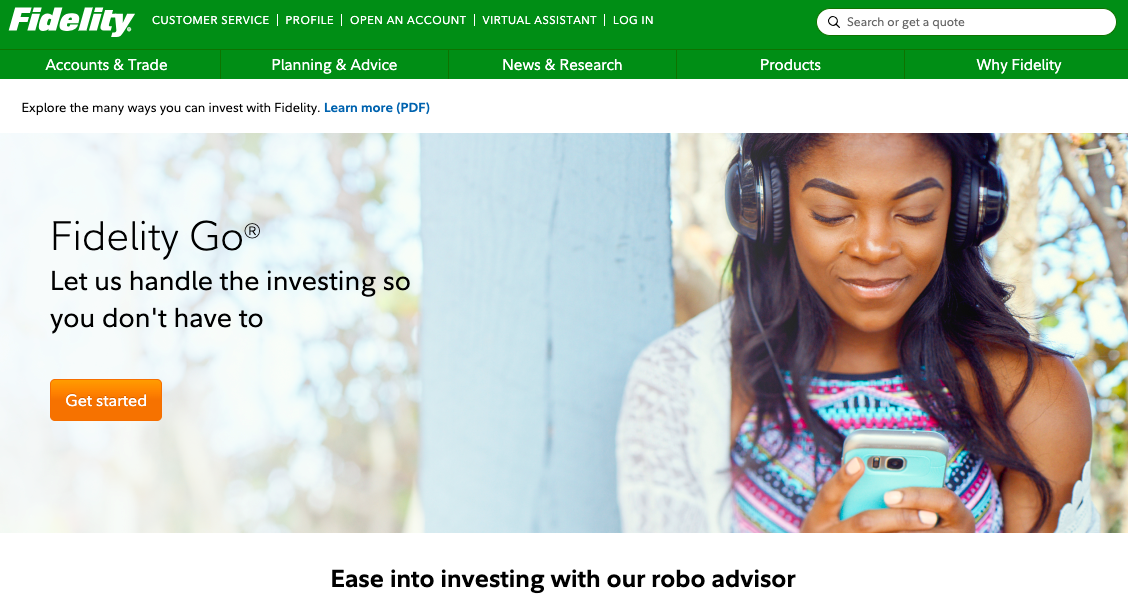 Fidelity Go Home Page