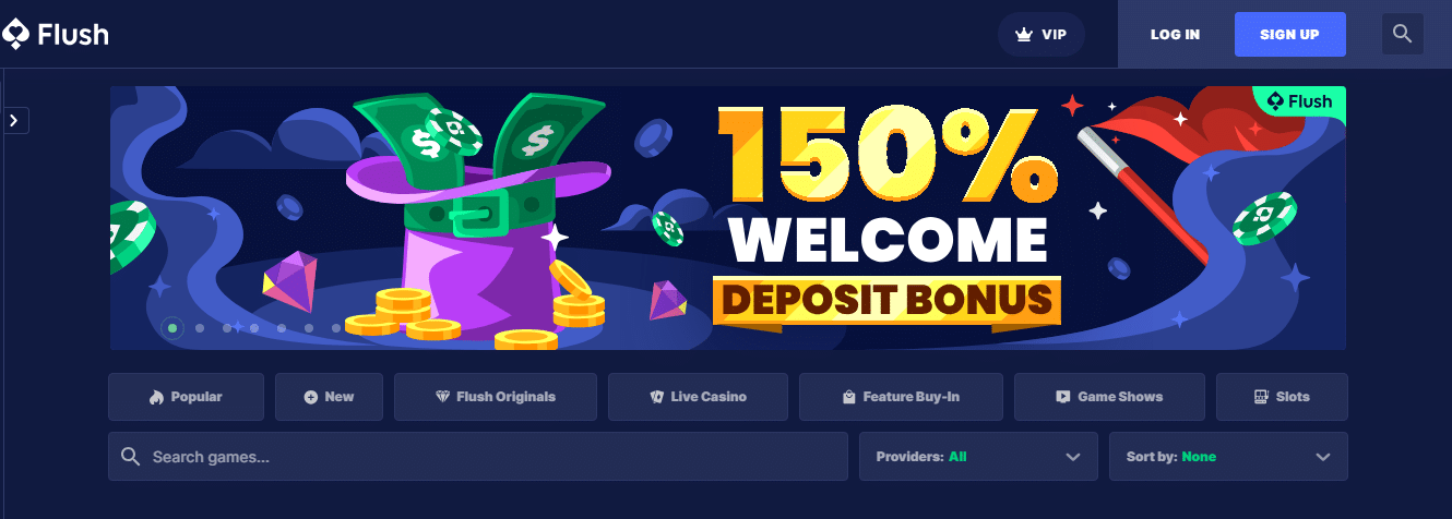 An image showcasing the enticing Flush Casino welcome bonus offers for new players.