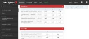 MLS betting at Everygame