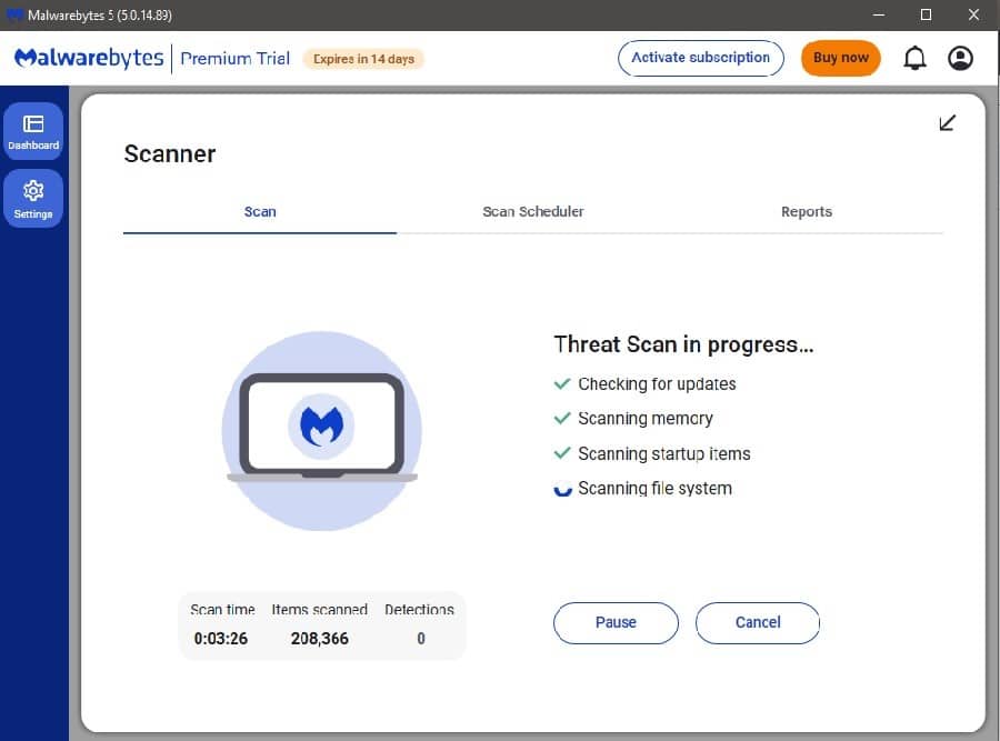 Scan Windows with Malwarebytes
