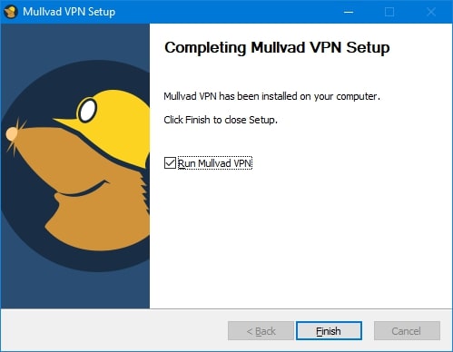 Mullvad VPN Setup widget