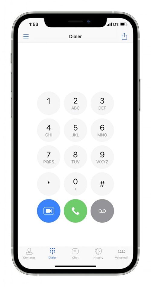 Screenshot of Nextiva VoIP app.