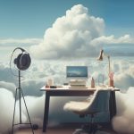 A podcast studio in clouds