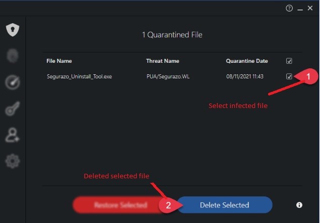 TotalAV delete infected file