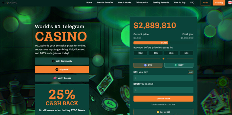 TG.Casino desktop page.