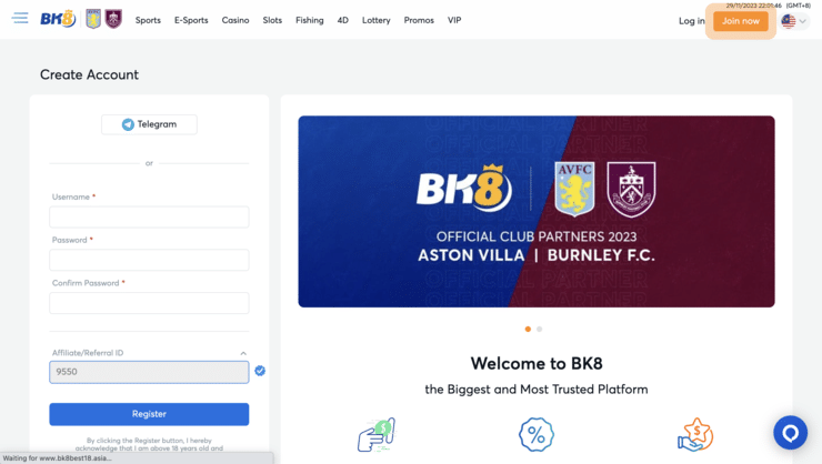 Step 1: Sign Up to BK8