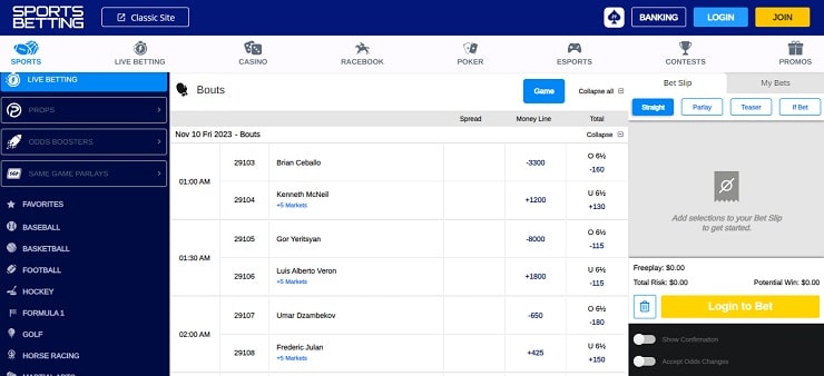 Sportsbetting.ag Boxing
