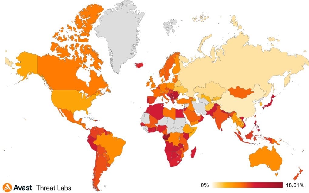 Mapa de riesgo de virus 