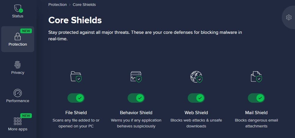 Screenshot showing how to turn off Avast Antivirus software.