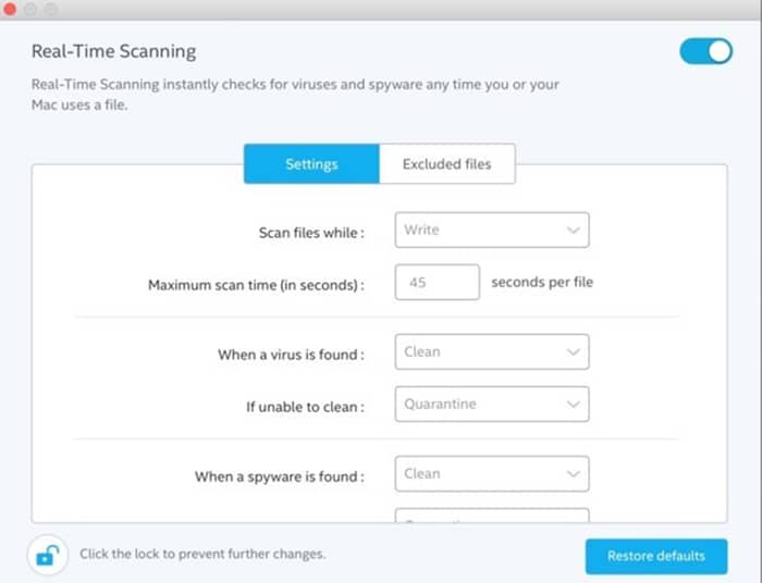 Screenshot showing how to turn off McAfee on Mac.