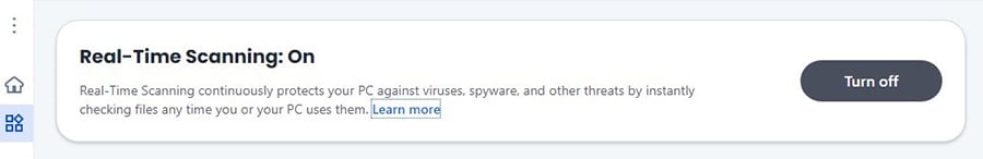 Screenshot showing how to turn off McAfee on Windows.