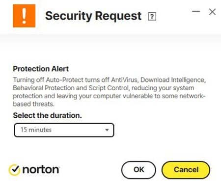 Screenshot showing how to turn off Norton on Windows.