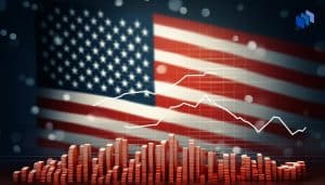 US flag and a price graph