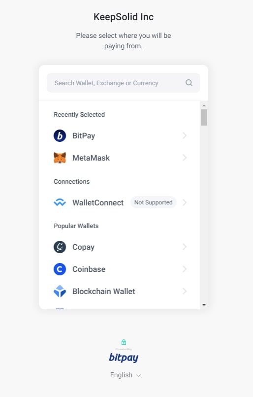 Crypto payments accepted on VPN Unlimited