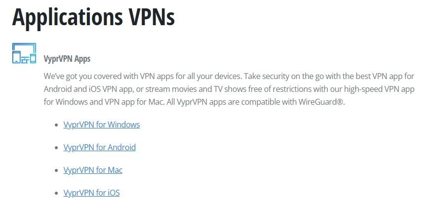 The screen to download VyprVPN