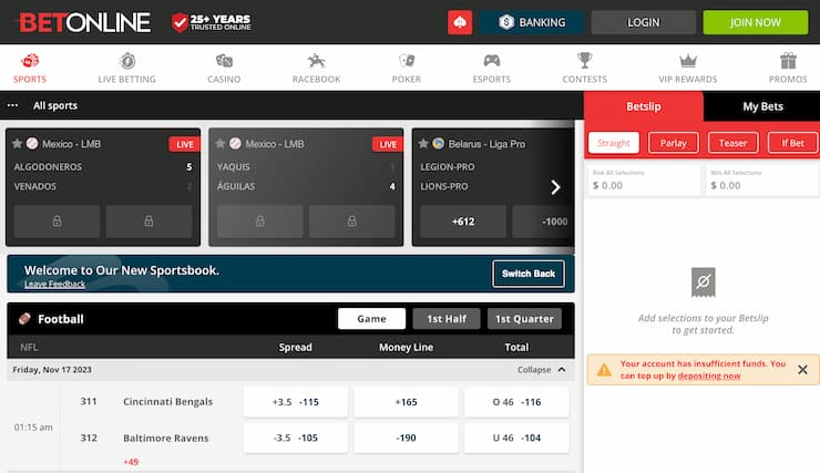 betonline sportsbook straight bet