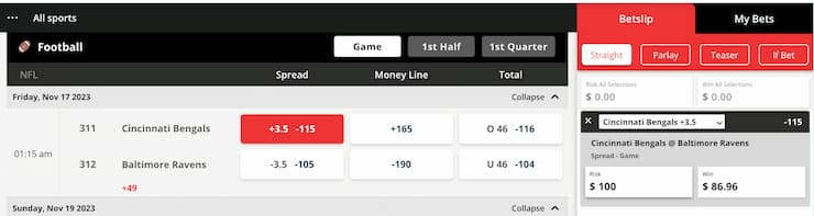 betonline straight bet bet slip
