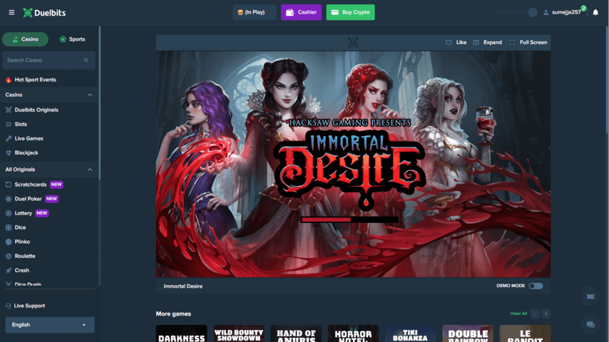 Duelbits slot game