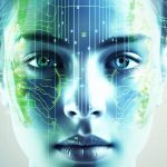 A human face with data overlayed