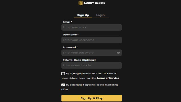 Lucky Block Registration Form