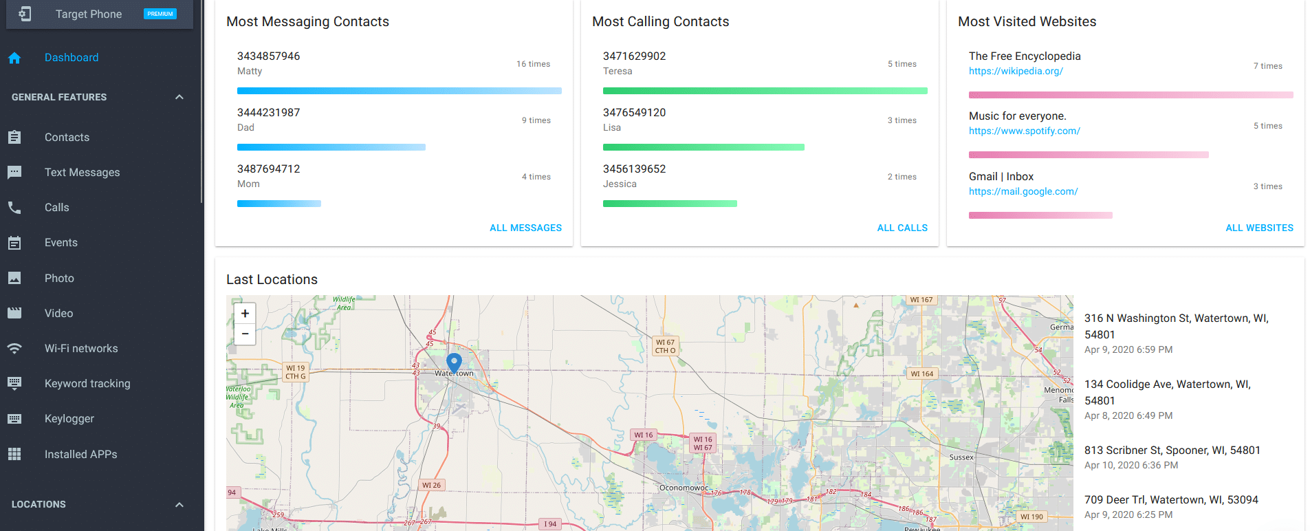 mSpy location tracking