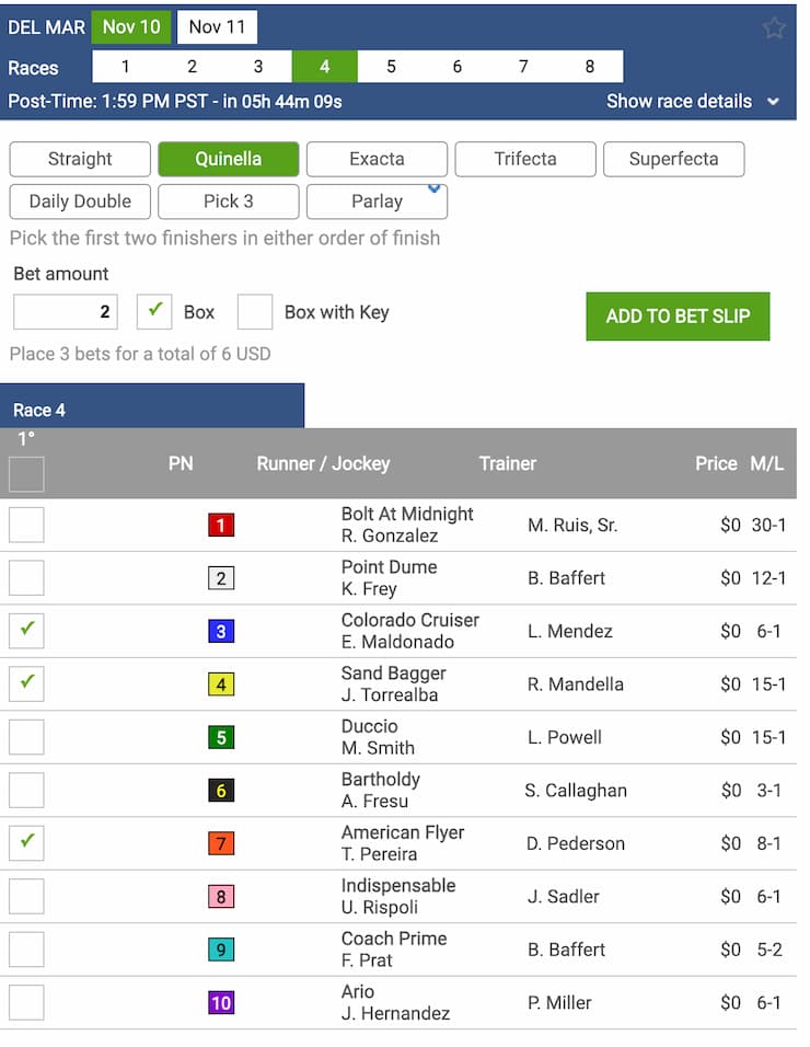 quinella box bet