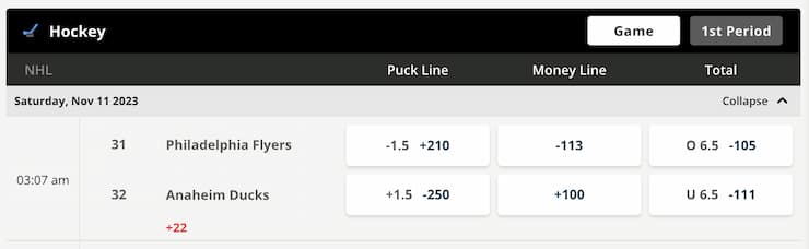 totals bet example