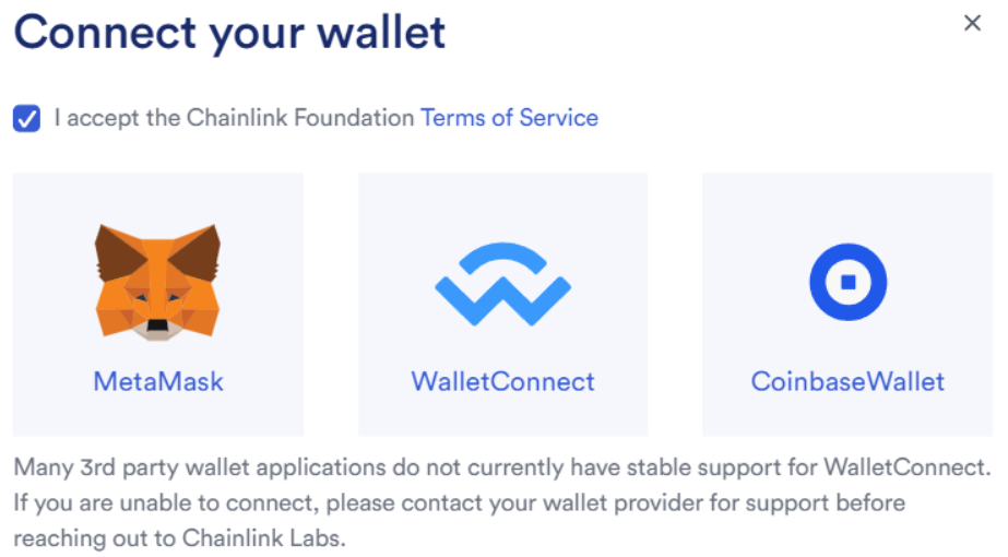 wallets for chainlink community staking portal