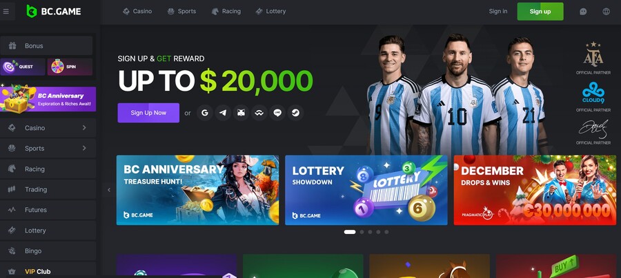 BC Game Casino homepage