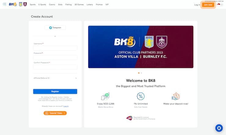 BK8 Singapore Account Creation Online Betting