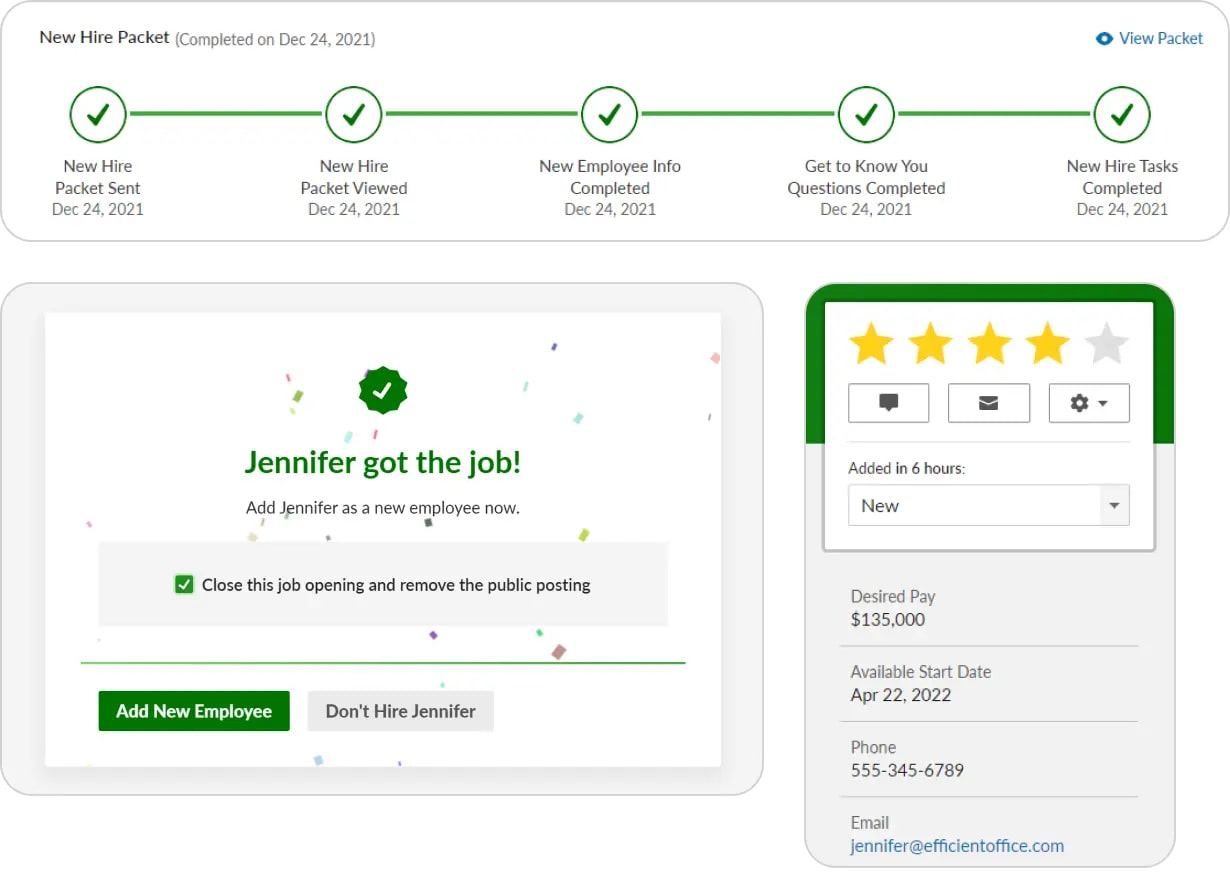 BambooHR's hiring and onboarding features