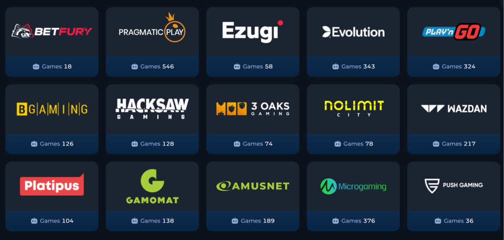 BetFury Software Providers