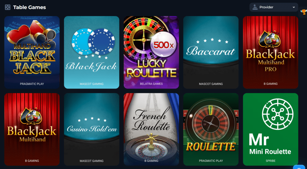 BetFury Table Games