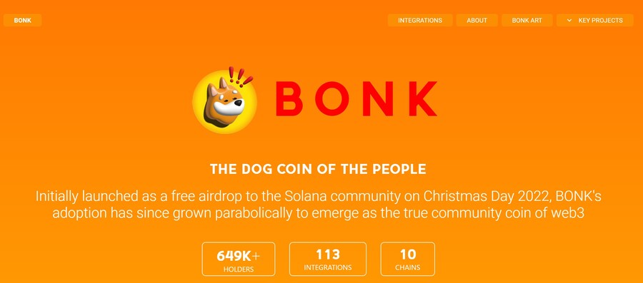 Bonk token homepage