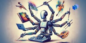 A robot carrying out nine tasks at once