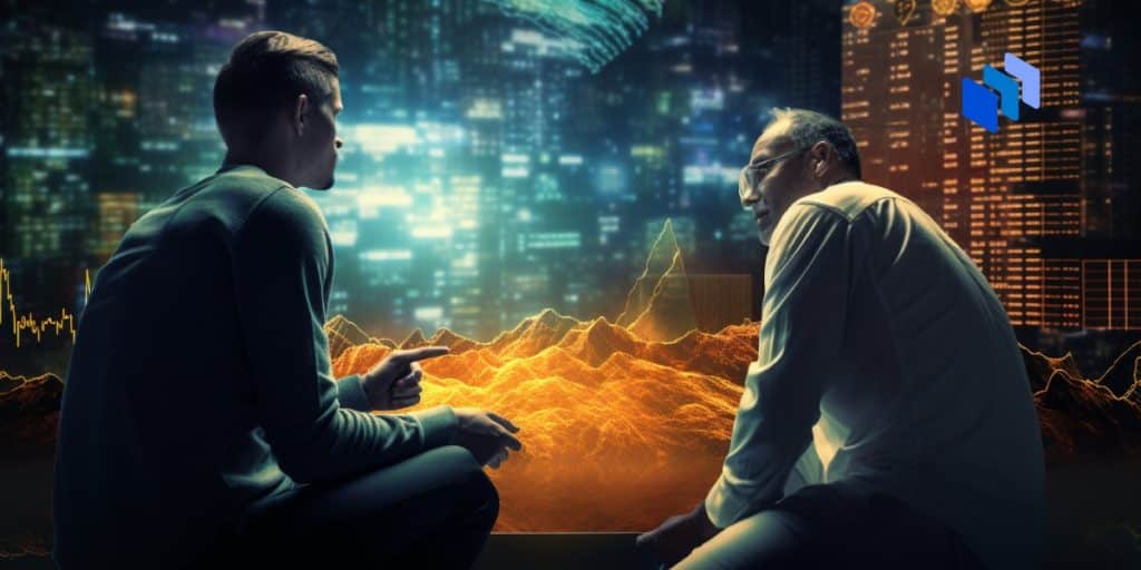 Two men debate Crypto trading vs. crypto investing