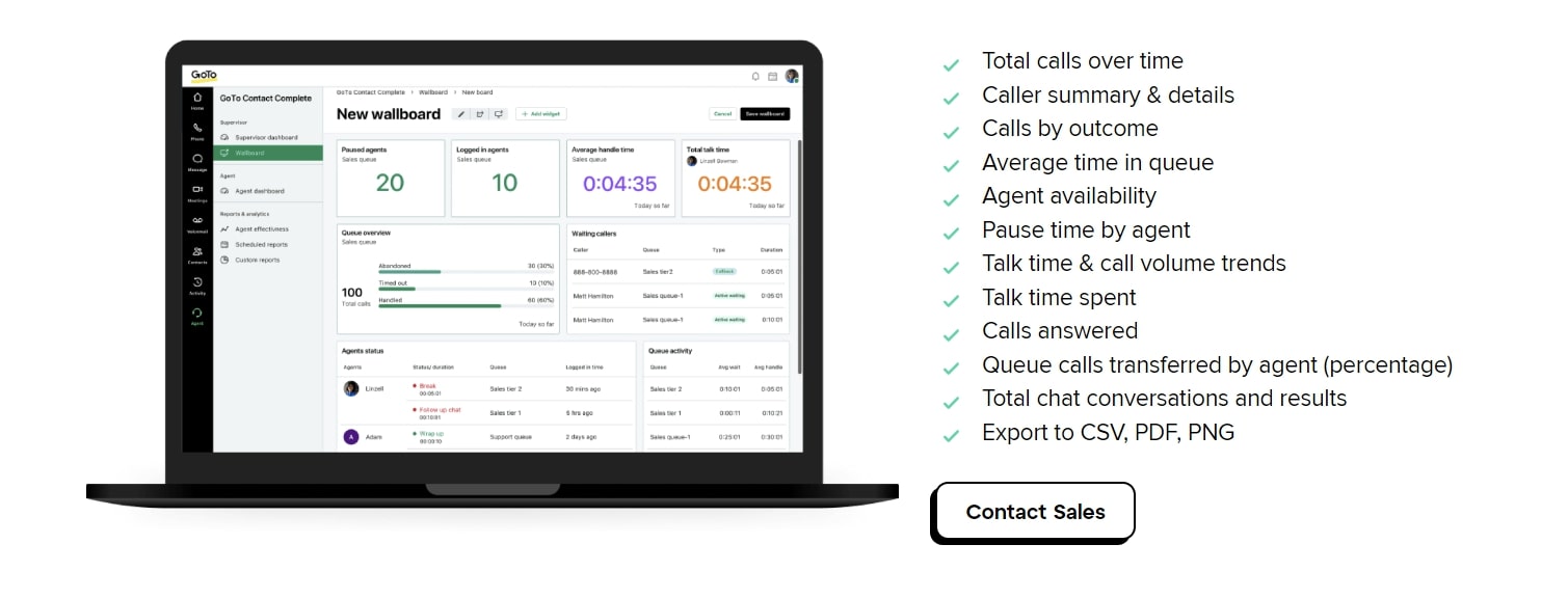GoTo Contact Center reporting and analytics