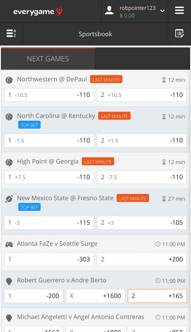 everygame mobile app