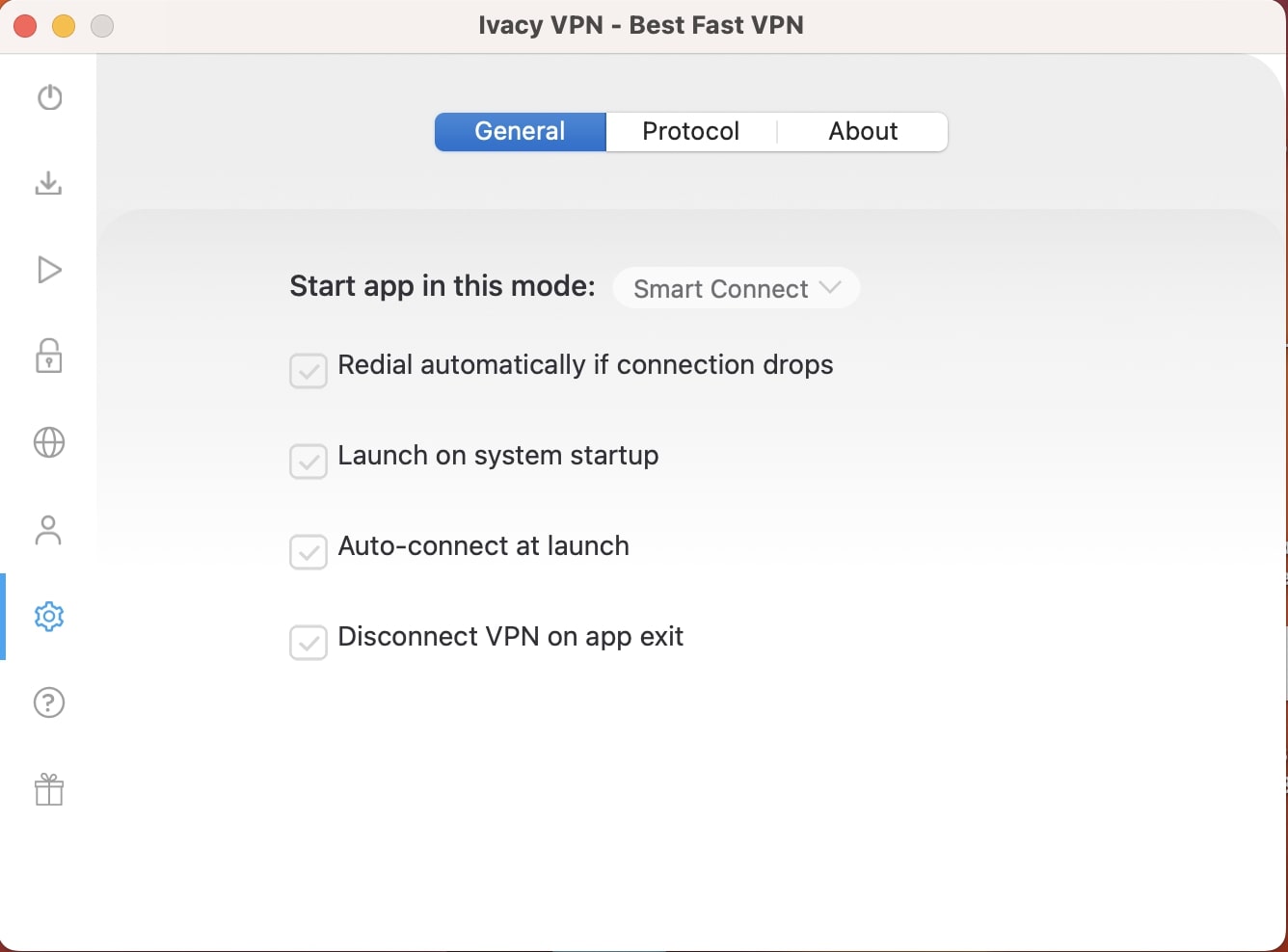Kill switch screen for Ivacy VPN