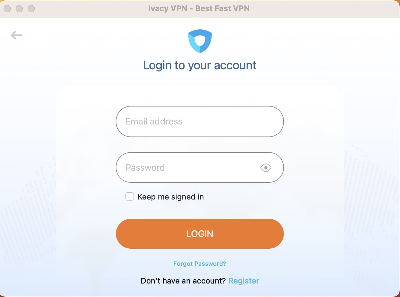 Ivacy VPN 로그인 화면