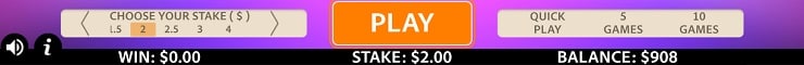 Keno Dashboard Set the Bet