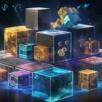 Cubes representing artwork