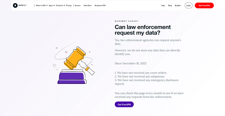 PureVPN Warrant Canary