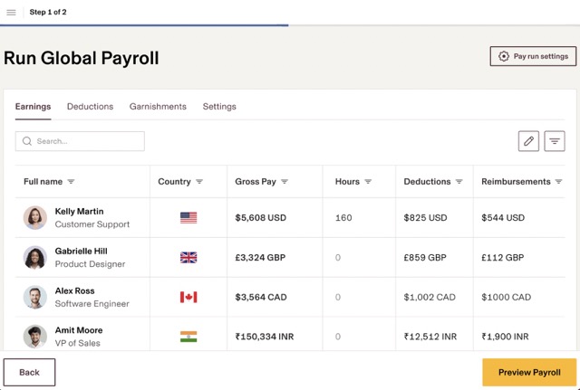 Rippling Global Payroll interface 
